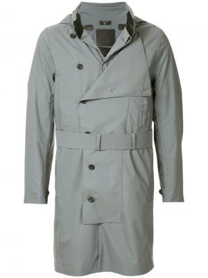 Двубортное пальто в стиле милитари Norwegian Rain. Цвет: серый