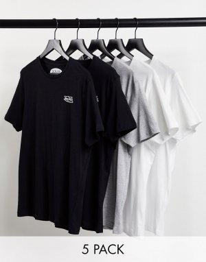 Комплект из 5 футболок черного, серого и белого цветов -Серый Von Dutch