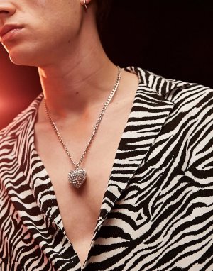 Ожерелье с подвеской в виде «ледяного» сердца -Серебряный ASOS DESIGN