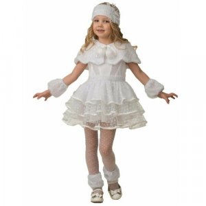 Карнавальный костюм для девочки Снежинка Снеговичка размер 146 - 76 Jeanees. Цвет: белый