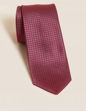Узкий галстук с геометрическим рисунком , бургундия Marks & Spencer