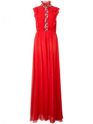 Вечернее платье с цветочными элементами Giambattista Valli. Цвет: красный