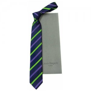 Темно-синий классический галстук с яркими полосами 822418 Laura Biagiotti. Цвет: синий