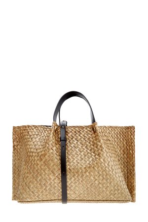 Плетеная сумка-тоут в стиле пляжной моды VALENTINO. Цвет: коричневый