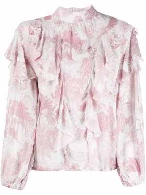 Блузка с оборками и цветочным принтом La Seine & Moi. Цвет: розовый