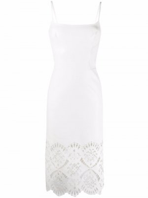Платье миди с кружевной вышивкой Ermanno Scervino. Цвет: белый