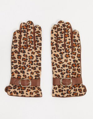 Светло-коричневые кожаные перчатки с пряжкой -Светло-коричневый Barneys Originals