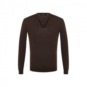 Шерстяной пуловер тонкой вязки Ermenegildo Zegna. Цвет: коричневый