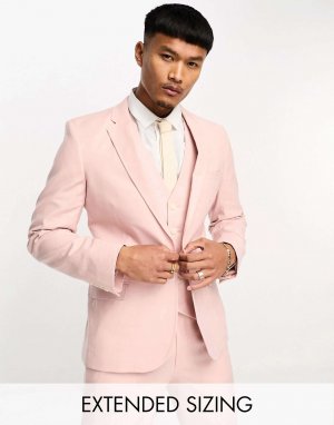 Супероблегающий льняной пиджак ASOS пастельно-розового цвета