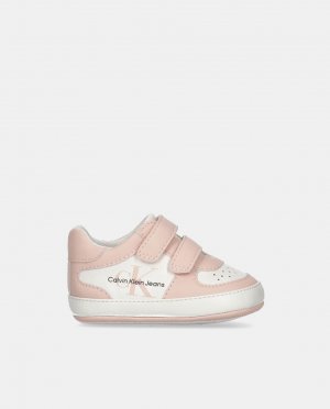 Низкие кроссовки для маленьких девочек в форме корзины с двойной застежкой на липучку , розовый Calvin Klein