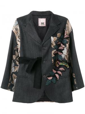 Пиджак в стиле оверсайз с парчовыми вставками Antonio Marras. Цвет: серый
