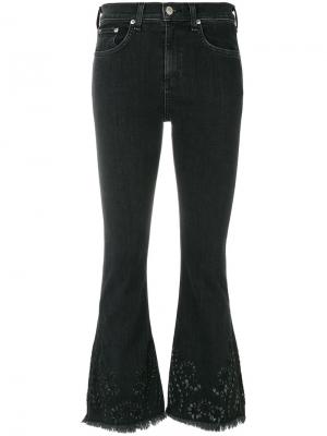 Расклешенные джинсы с цветочной вышивкой Rag & Bone /Jean. Цвет: чёрный