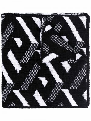 Шарф с геометричным узором Versace. Цвет: черный