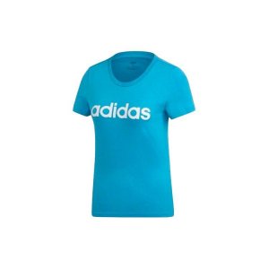 Alphabet Logo Print Short Sleeve T-Shirt Women Tops Blue DU0630 Adidas