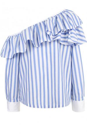 Блуза в полоску с открытым плечом Clu. Цвет: синий