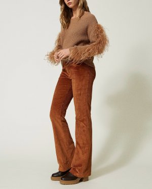 Женские вельветовые брюки расклешенного кроя Twinset, коричневый TWINSET. Цвет: коричневый