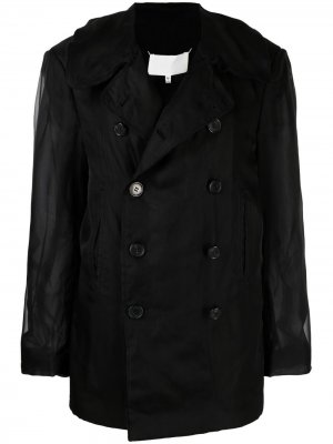 Двубортный пиджак из органзы Maison Margiela. Цвет: черный