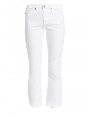 Укороченные расклешенные джинсы Jodi со средней посадкой и необработанными краями , белый AG Jeans