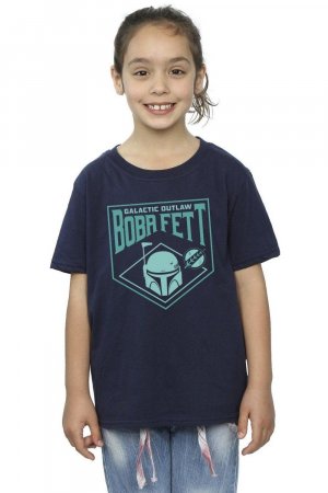 Хлопковая футболка на груди с изображением «Книги Бобы Фетта «Галактический шлем»» , темно-синий Star Wars