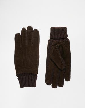 Замшевые перчатки для сенсорных гаджетов Totes. Цвет: коричневый