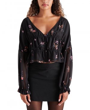 Женская блузка Holly с поясом на талии и цветочным принтом , черный Steve Madden