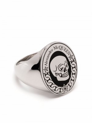 Перстень с декором Skull Alexander McQueen. Цвет: серебристый
