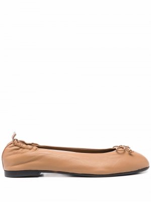 Bow-detail ballerina shoes BOSS. Цвет: коричневый