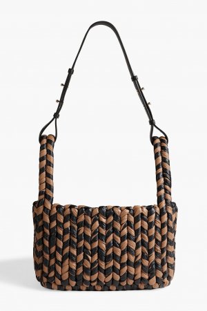Двухцветная сумка через плечо Busket из плетеной веганской кожи NANUSHKA, коричневый Nanushka