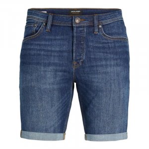 Мужские джинсовые шорты-бермуды синего цвета с манжетами JACK & JONES