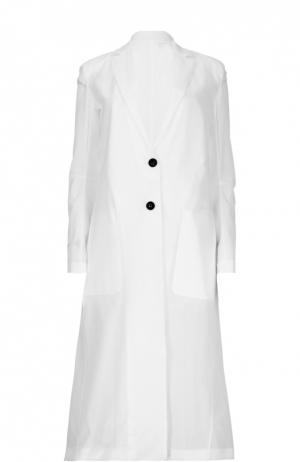 Удлиненное полупрозрачное пальто с накладными карманами Damir Doma. Цвет: белый