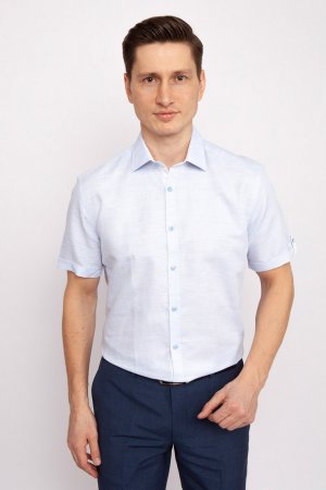 Рубашка прямая из хлопка и льна с коротким рукавом KANZLER