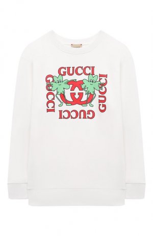 Хлопковый свитшот Gucci. Цвет: белый