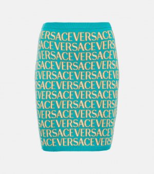 Мини-юбка Allover из смесового хлопка VERSACE, разноцветный Versace