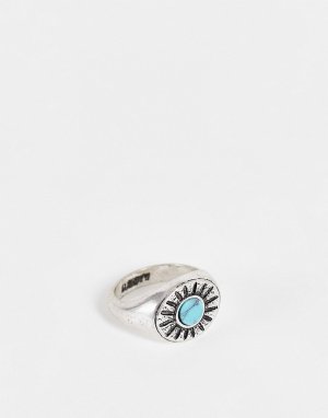 Серебристое кольцо с овальным синим камнем -Серебряный Classics 77