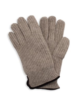 Кашемировые перчатки с замшевой окантовкой , цвет Nile Brown Portolano