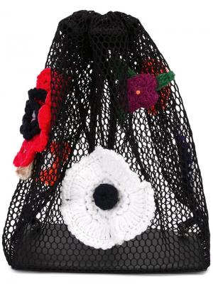 Crochet flower mesh backpack Christopher Kane. Цвет: чёрный
