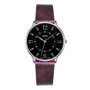 Наручные часы 4047L-10, черный, серебряный LINCOR. Цвет: черный/серебристый/фиолетовый