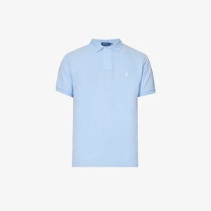 Рубашка-поло индивидуального кроя из хлопкового пике с короткими рукавами и вышитым логотипом, синий Polo Ralph Lauren