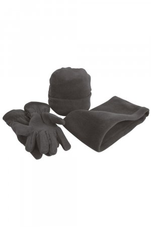 Зимняя шапка, перчатки и утеплитель для шеи Active из флиса , серый Result