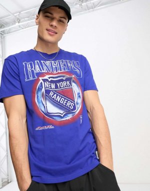 Синяя футболка с хоккейным принтом NHL NY Rangers Hollister