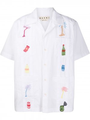 Рубашка Ricamo с короткими рукавами Marni. Цвет: белый