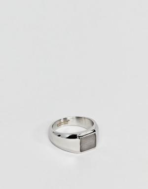 Серебристое кольцо с квадратной отделкой Fred Bennett. Цвет: серебряный