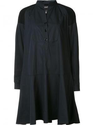 Платье-рубашка с вязаной отделкой Muveil. Цвет: чёрный