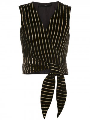 Полосатая блузка с завязками Eva. Цвет: черный