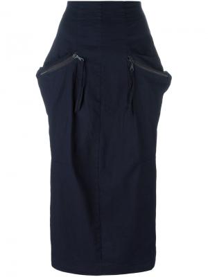 Приталенная юбка с карманами на молнии Rundholz. Цвет: синий