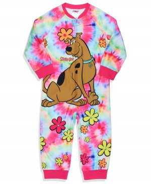 Детский костюм для сна с цветочным принтом и тай-дай девочек, детская пижама без ног Scooby-Doo