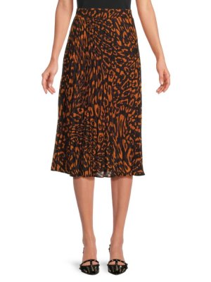 Плиссированная юбка-миди с леопардовым принтом Dkny, цвет Black Multi DKNY