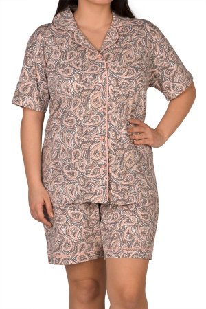 Женские шорты, пижамный комплект, лайкра с короткими рукавами и карманами большого размера на пуговицах NICOLETTA