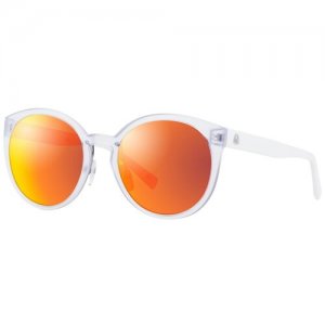 Солнцезащитные очки UNITED COLORS OF BENETTON, круглые, оправа: пластик, ударопрочные, с защитой от УФ, зеркальные, для женщин, прозрачный Benetton. Цвет: бесцветный