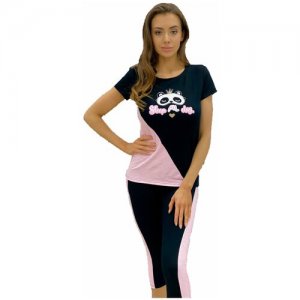 Домашний костюм Миллена Шарм 7261 футболка и бриджи розового цвета 44р-р (42-48 размерный ряд) MillenaSharm
